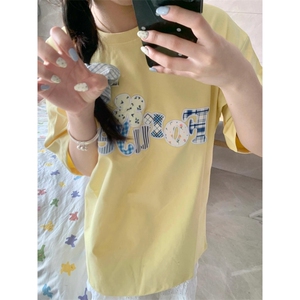H0678-P35刺绣贴布宽松休闲短袖t恤女图片