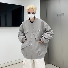 美式街头复古设计感飞行服外套女春秋宽松不规则工装夹克男JK185，男装夹克，星座1116A-1（原606A）