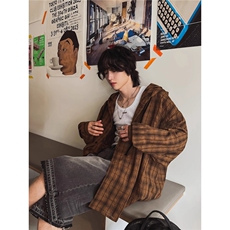 美式物理防晒肌理感格子衬衫男女夏季薄情侣百搭衬衣外套2025新款，男装防晒衣，星座506A