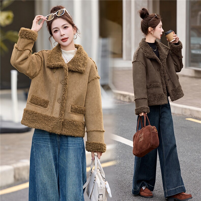 2025冬季加厚皮毛一体立领外套,女装棉衣/棉服,维一诺（1D095）