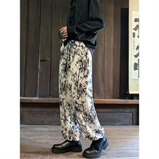 2026港风冰丝扎染抽绳大码M-5XL风休闲裤有套装88798P45，男装休闲套装，星座227-7