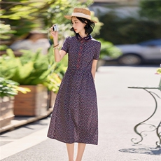 田园风碎花刺绣连衣裙女春夏收腰显瘦中长裙（细节图颜色为准），女装连衣裙，水衣源