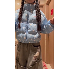 1506-1/M78051/P82女生星星满印立领短款蓝色棉服，男装棉衣，星座1506-1