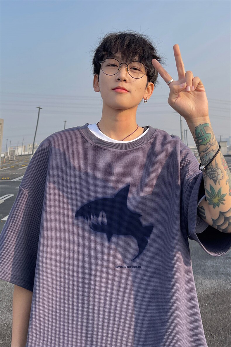 ！2024夏季新款男士潮流华夫格短袖T恤半袖衫TXH2407特P19,男装T恤,电商B220