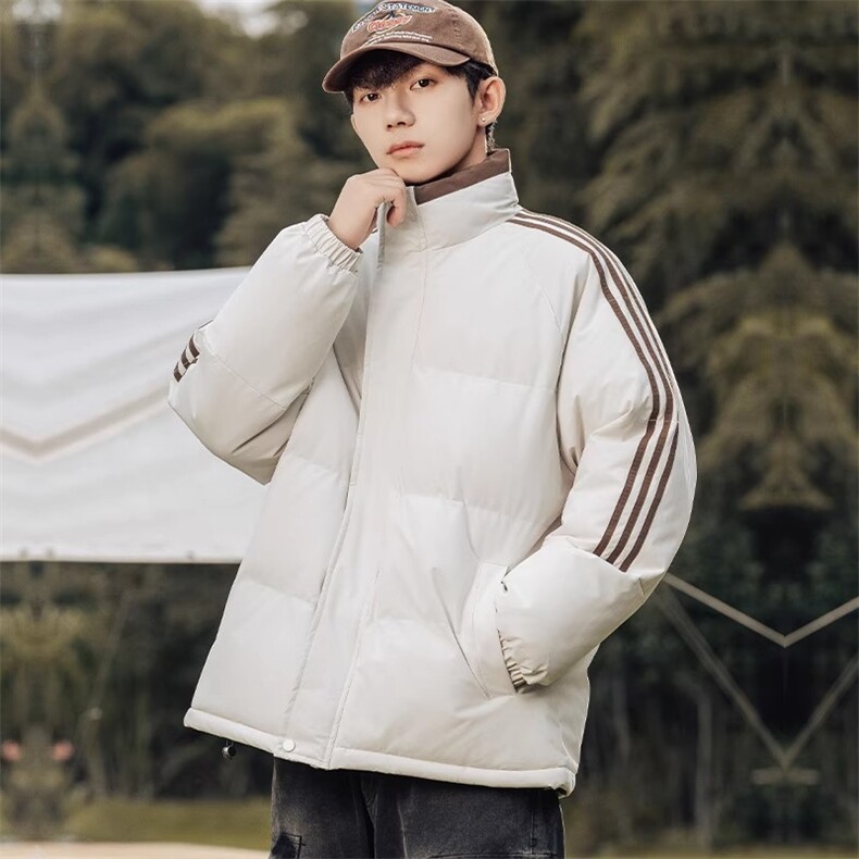 潮牌棉服男士冬季立领防风外套美式三条杠面包服情侣棉衣,女装棉衣/棉服,星座1210-1
