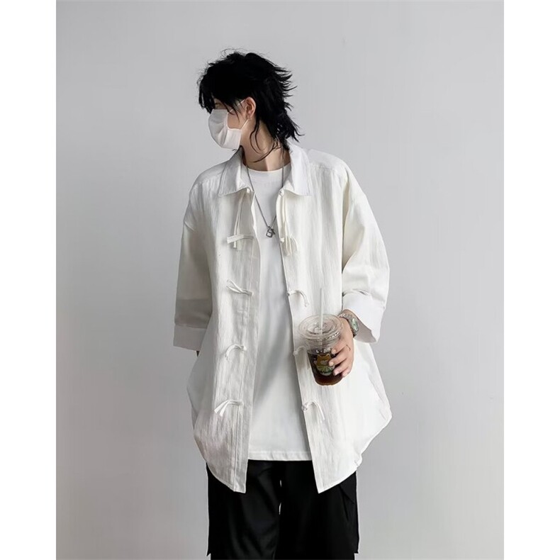新中式唐装衬衫男士短袖韩版潮流帅气2024夏季ins外套CY924-P42,男装衬衫,星座412-2