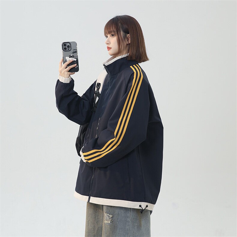 日系灰底春季潮牌痞帅立领两面穿三条杠夹克外套A436-1803-P65，男装夹克，电商A436