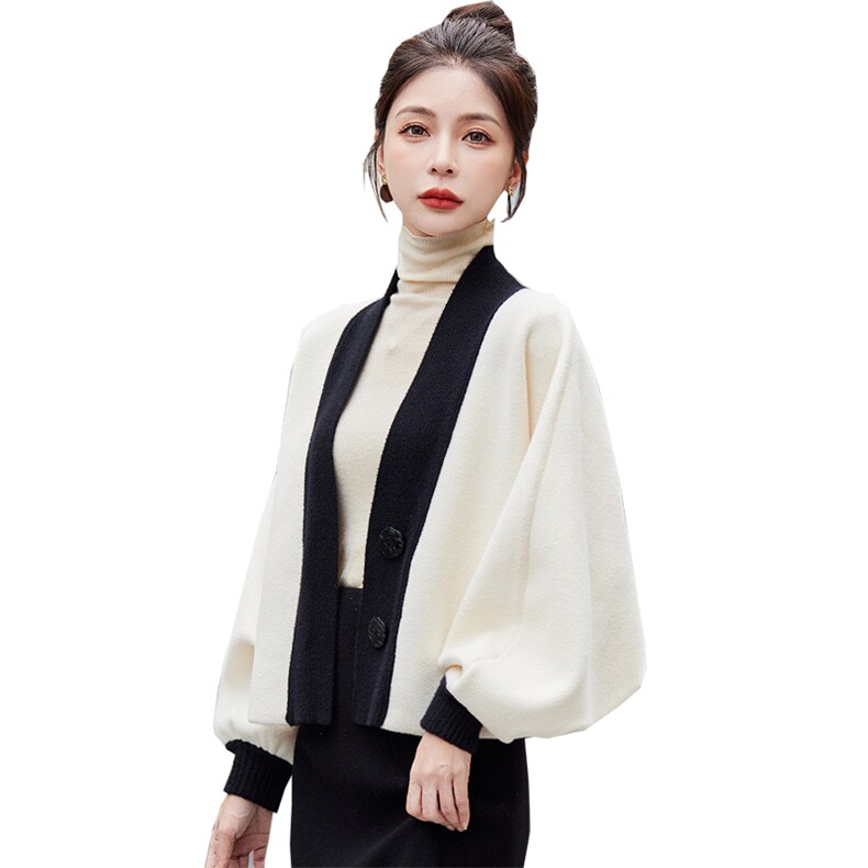 高级感仿水貂绒外套女短款2024秋季新款气质针织开衫上衣蝙蝠衫,女装毛呢外套,欣美人