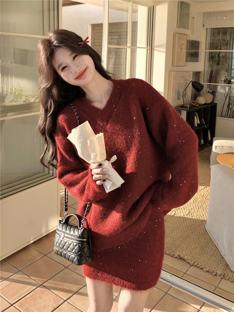 现货【新款】休闲毛衣套装,女装套装/套裙,网红馆