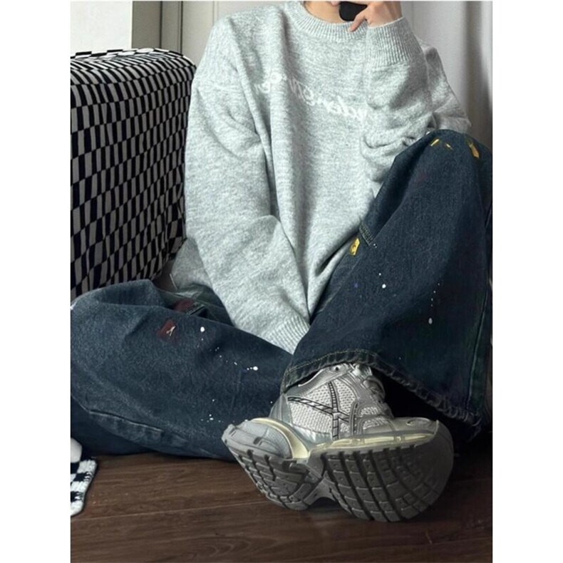 【有货】泼墨彩漆阔腿牛仔裤NZ0050特P53,男装牛仔裤,星座908-1