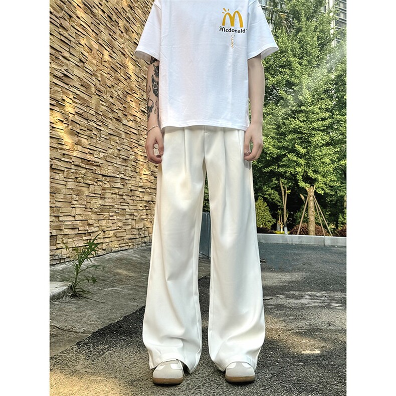 美式高级感褶皱西裤男cleanfit宽松冰丝阔腿垂感休闲裤XK463-P45,男装休闲裤,电商A178