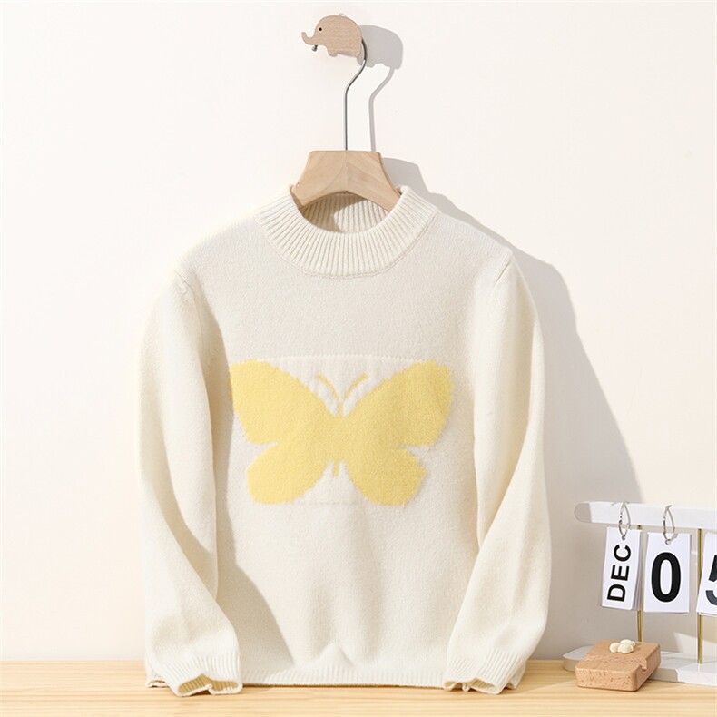 新款百搭蝴蝶印花，童装儿童羊毛衫，冰晶童装
