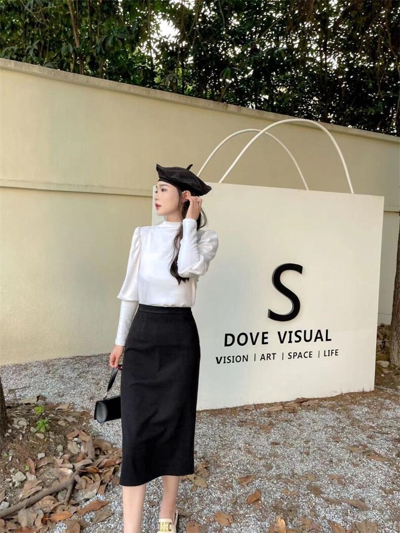 松紧腰磨毛的加厚半身裙，女装半身裙，Balance Studio