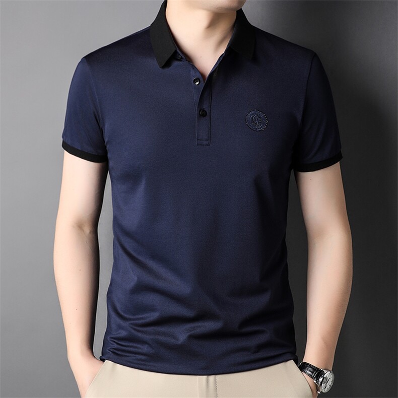 夏季新款男士翻领短袖t恤中年有领男装上衣服休闲POLO衫图片