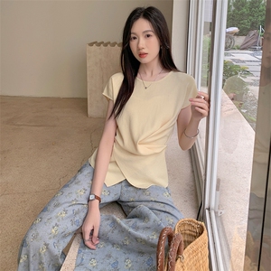 时尚休闲短袖阔腿裤套装女2025夏季新款显瘦松弛感穿搭2件套图片