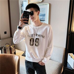 WY01-P58控78 2021春秋季男卫衣长袖套头潮流圆领潮牌社会小伙 黑图片