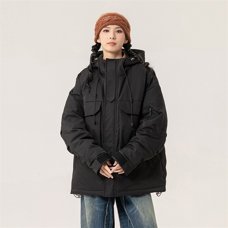 新标90白鸭绒简约休闲连帽工装外套纯色加厚羽绒服ESY0222-P230,男装羽绒服,电商B306