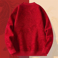 M6355-TP58新年战袍情侣装秋冬季搭毛衣红色本命马年衣服拜年服，男装针织衫/毛衣，电商D310B
