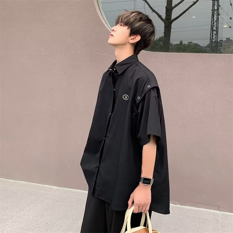 2024夏季新款金属标衬衣短袖男女设计师款高级感潮牌上衣-C0335,男装衬衫,星座601-2