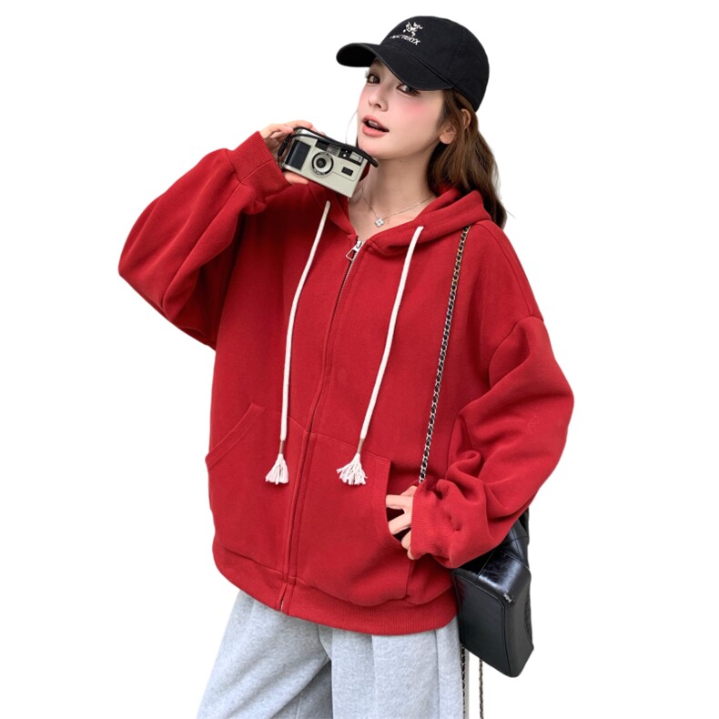 新款有货春季休闲红色卫衣外套5509P135K208,女装卫衣/绒衫,2C176