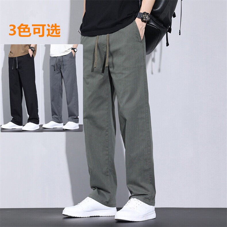 春夏秋季休闲裤子男士百搭舒适休闲宽松棉阔腿透气直筒裤K135-p40图片