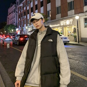 有版权现货刺绣立领宽松外套马甲时尚男款韩版羽绒服MJ02P65控98图片