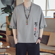 夏季男士风复古唐装名族风T恤A334-T227-P45，男装民族服装，电商B339(原A334）