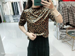秋冬新款现货，魅力豹纹丝绒上衣+显瘦丝绒半裙，简单时尚,女装半身裙,艺尚丽人