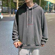 WY2140-P35加绒款-P40纯棉连帽卫衣男大码运动帽衫宽松薄外套男，男装卫衣，电商A040