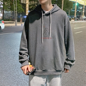 WY2140-P35 加绒款-P40 纯棉连帽卫衣男大码运动帽衫宽松薄外套男图片