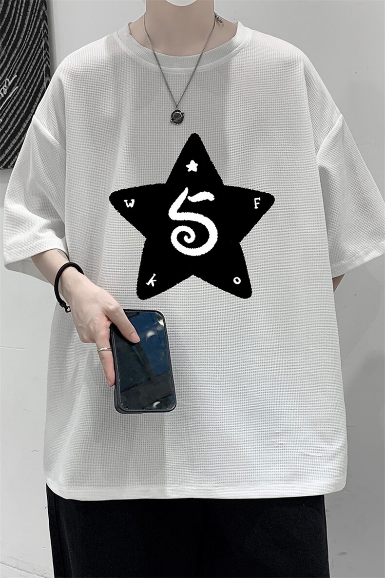 华夫格t恤男短袖男大码五分袖大皂风HT73368-P22,男装T恤,电商A040