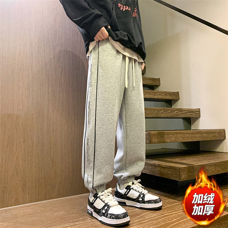 秋季新款男束脚加绒休闲裤男休闲百搭港风卫裤K3206H-P50控78,男装休闲裤,星座717