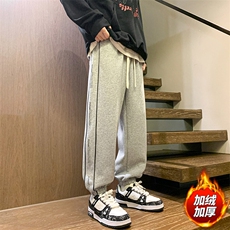 秋季新款男束脚加绒休闲裤男休闲百搭港风卫裤K3206H-P50控78，男装休闲裤，星座717