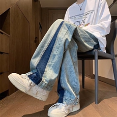 无弹水洗春秋高弹力拉链牛仔裤夏季复古裤子大码高街春秋美式休闲，男装牛仔裤，星座1013-1