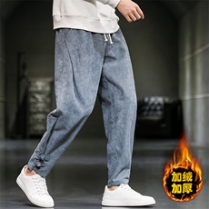 2025冬季新款加绒加厚港风灯芯绒盘扣小脚休闲裤咖K109-P60，男装卫衣，电商B277A（原A068）