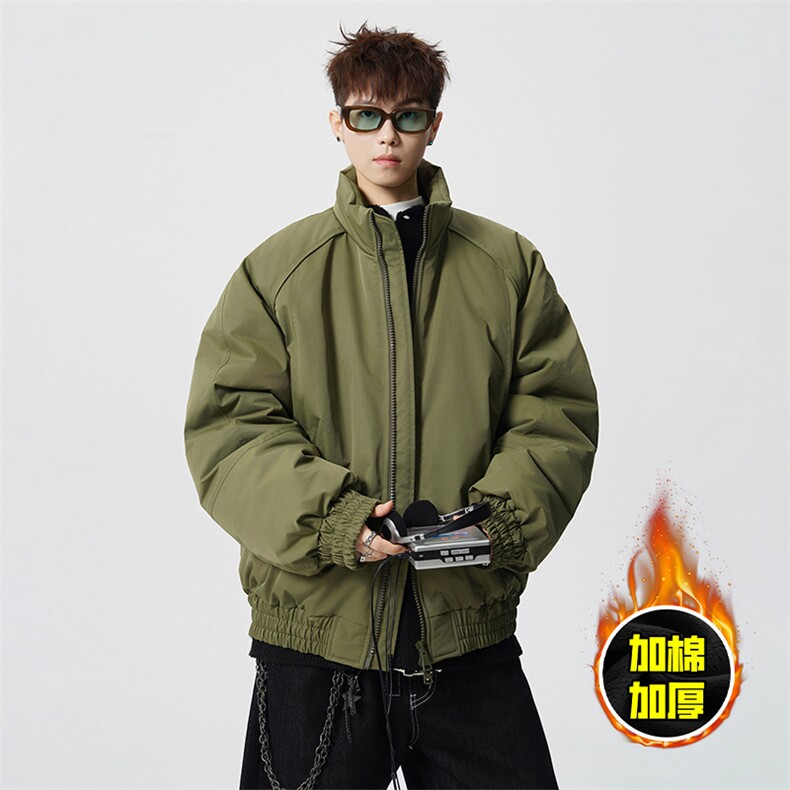 现货美式高街休闲棉衣夹克三防立领纯色户外工装加厚棉服外套，男装夹克，电商A486