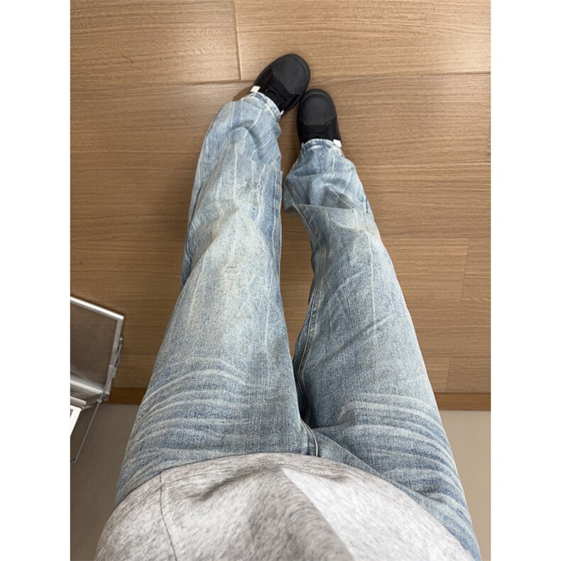 B221美式ins暗黑高街重工艺修身微喇牛仔裤LK25547-特P45控78,男装牛仔裤,电商B221