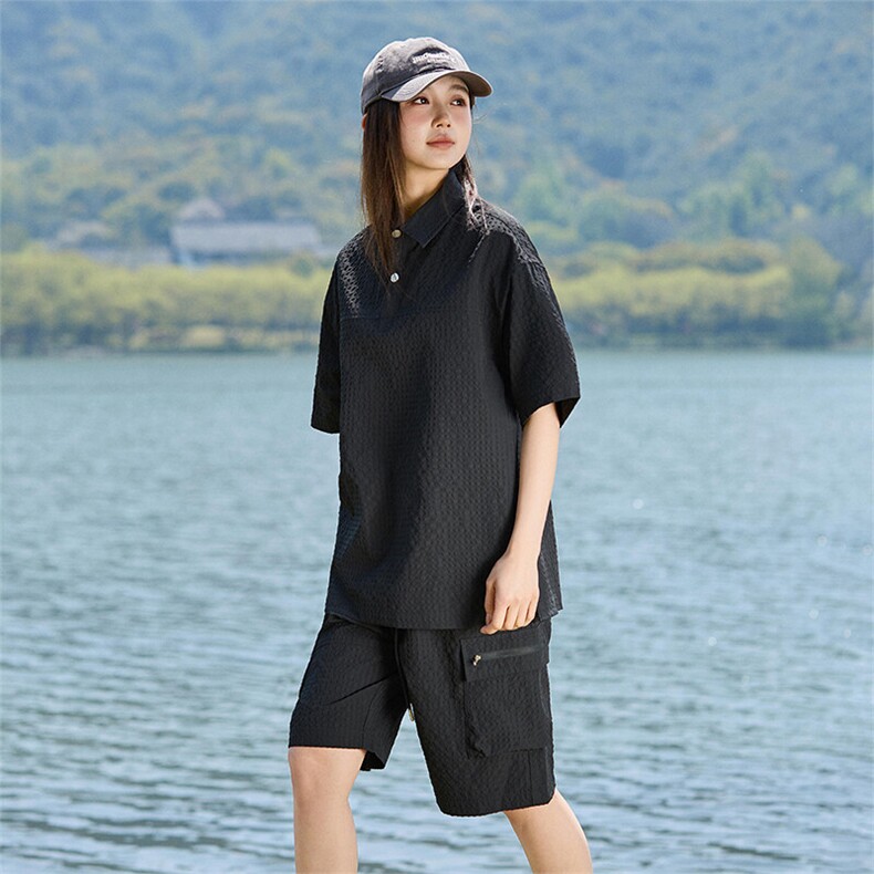 POLO衫女款夏季新款情侣短袖短裤宽松休闲套装A406TZ5216特P65,男装Polo衫,星座309（原A406）