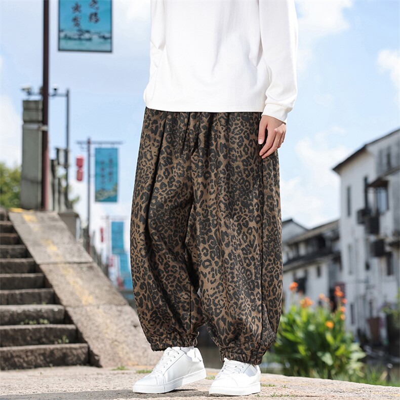 2025秋装男女同款豹纹束脚灯笼裤复古民族风休闲裤2532-P65,男装民族服装,电商A057B