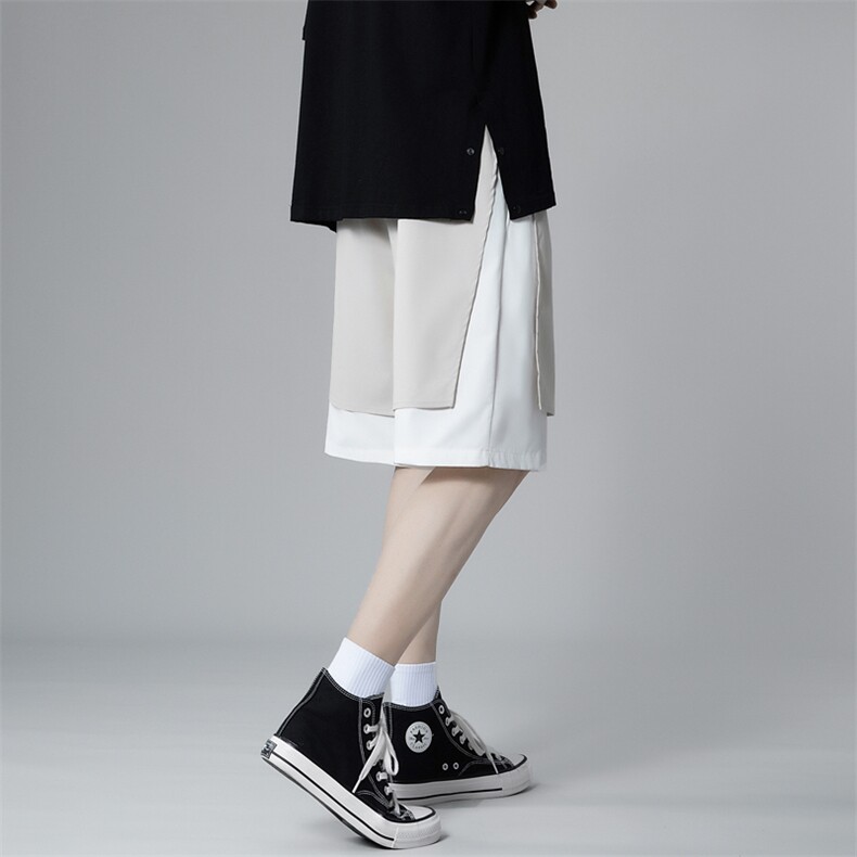 K205P40灰底短裤沙滩裤拼接蝴蝶印花宽松休闲港风情侣五分裤,男装休闲裤,电商A026-1