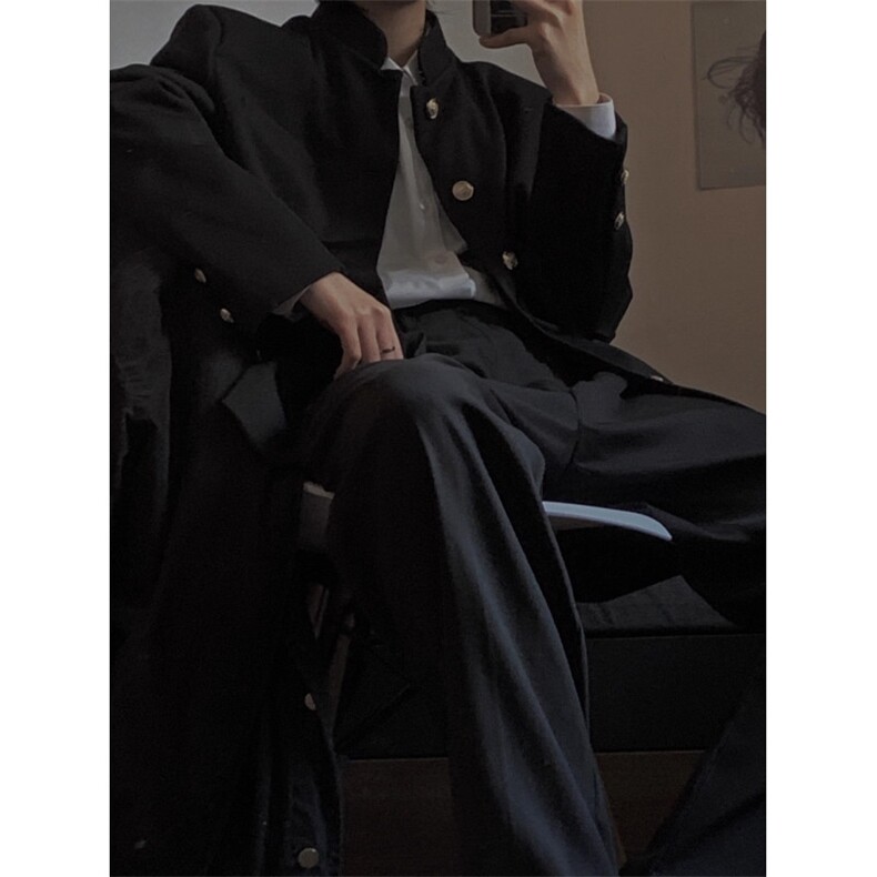 新中式中山装纽扣西服夹克男装痞帅春秋休闲风立领西装外套潮，男装西服，星座601-1