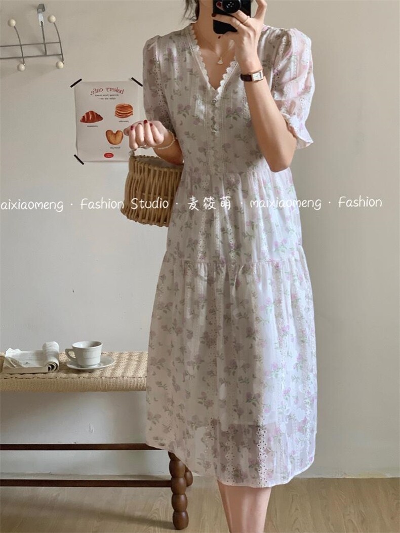 重工刺绣款韩系连衣裙，女装连衣裙，麦筱萌