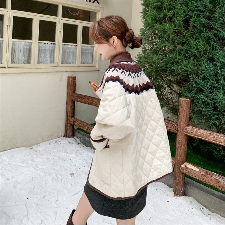 菱形格刺绣轻薄羽绒棉服韩系棉衣2C011-9812-1-P195K288,女装棉衣/棉服,2C011
