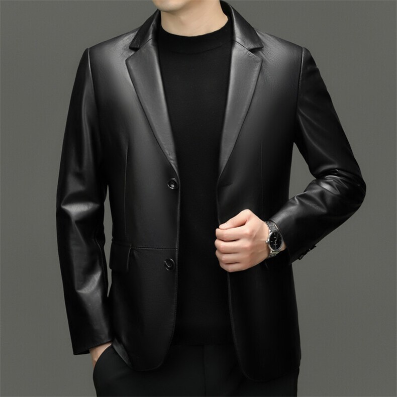 BG-H20801新款真皮皮衣男绵羊皮外套商务休闲西服韩版修身,男装西服,电商B360