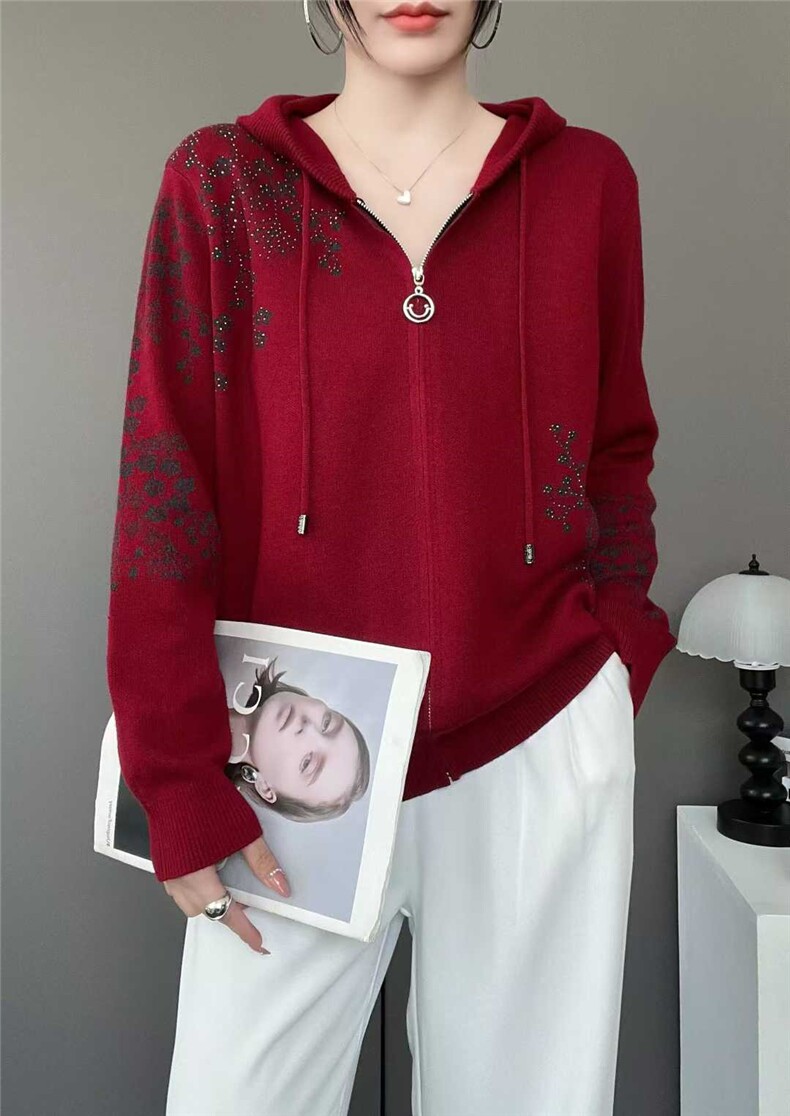 2025年秋季通勤单件通勤通勤长连帽开衫，女装羊毛衫，斯尔特羊绒