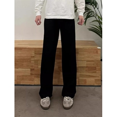 1506-1/KMN101毛呢/P59黑色弯刀微喇牛仔裤男高个子显瘦直筒裤子，男装牛仔裤，星座1506-1