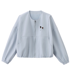 短款外套女2026春季新款圆领宽松小个子百搭休闲夹克上衣，女装短外套，恋慕依尚