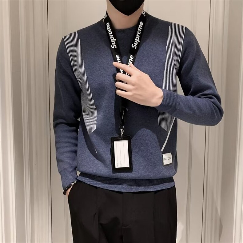 潮牌撞色毛衣男圆领打底衫长袖内搭衣服2024新款S551-P48,男装针织衫/毛衣,星座1109-3