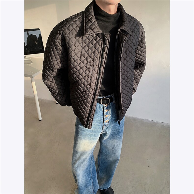 冬季翻领设计感保暖棉衣男短款潮流宽松高级感棉服男装外套特P95,男装棉衣,电商C306-1