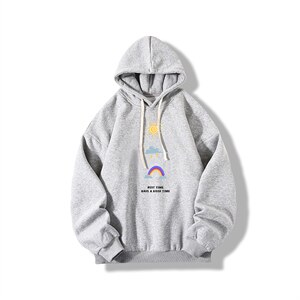 WY2141-P35 加绒款-P40 纯棉连帽卫衣男大码运动帽衫宽松薄图片